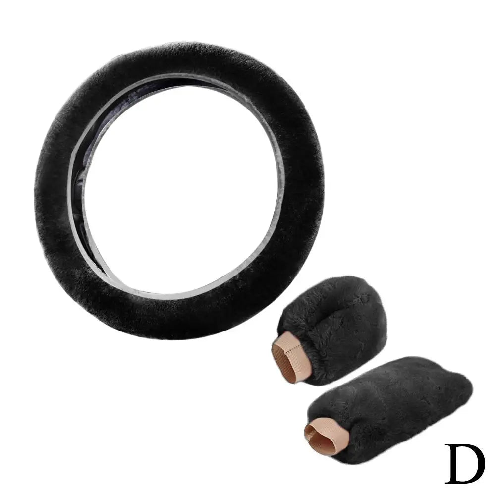Universal Soft Warm Car Steering Wheel Cover Gearshift Handbrake Cover Plush Thick Protector Car Interior Decoration