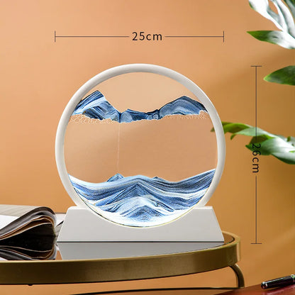 12 Inch 3D Moving Sand Art Picture Round Glass Ocean Sandscape