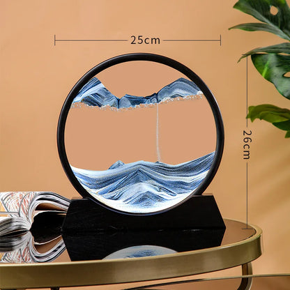 12 Inch 3D Moving Sand Art Picture Round Glass Ocean Sandscape