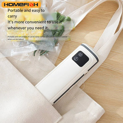 HOMEFISH Portable Vacuum Food Sealer Dry Wet Dual Use Household Food Preservation Machine with Vacuum Bags Kitchen Food Packing
