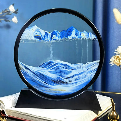 12 Inch 3D Moving Sand Art Picture Round Glass Ocean Sandscape